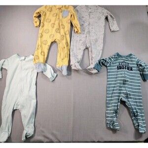 Infant Boy Sleeper Lot 4 Footed Pajamas One Piece Bundle Mixed Prints 3-6 Months
